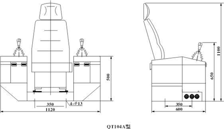 QT104系列控制臺(tái)外形尺寸圖紙